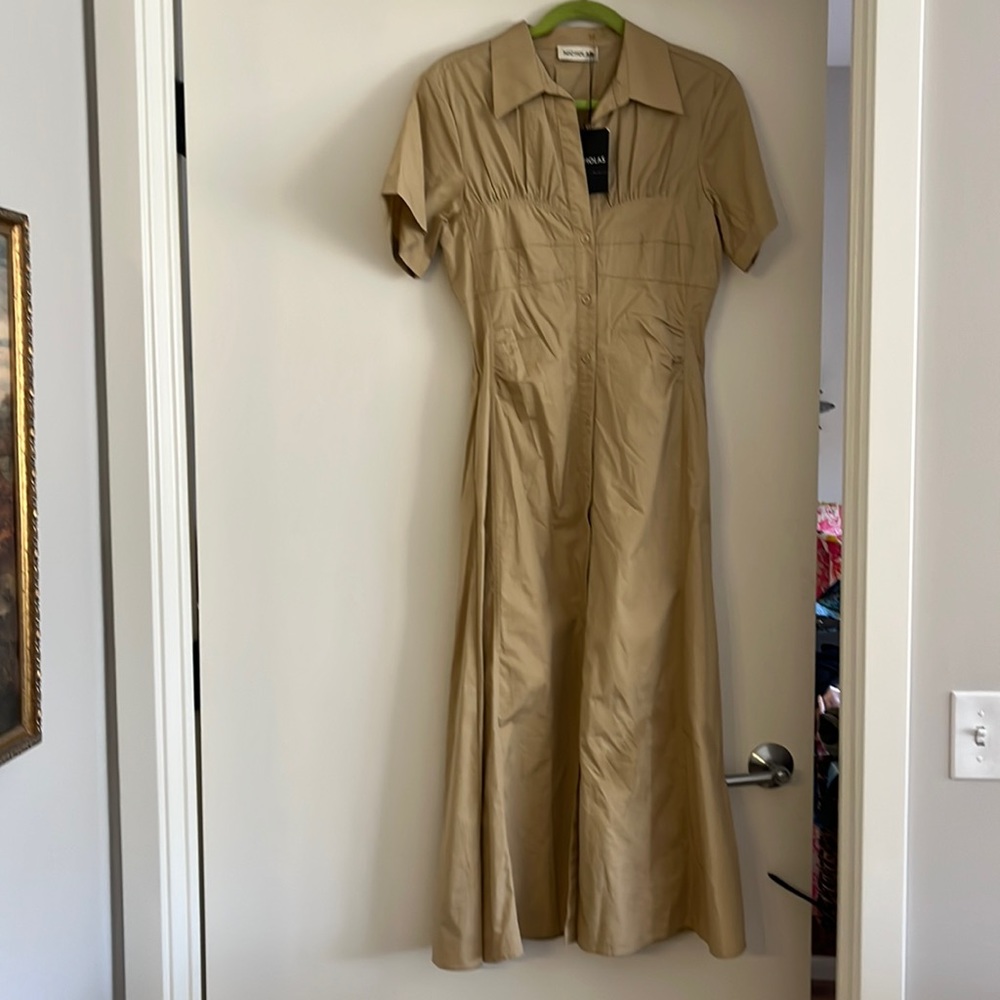 Nicholas tenley midi corset seaming size 8 100% cotton color khaki new